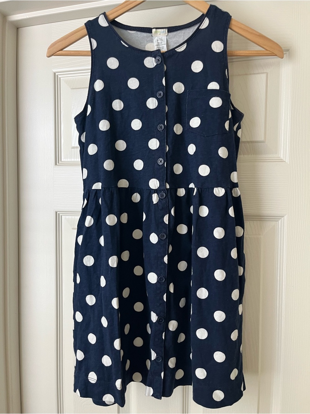 NWOT crewcuts navy polka dot dress with pockets